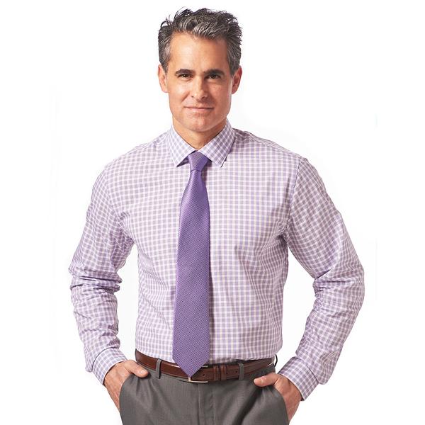 Mens Christian Aujard Fitted Plaid Dress Shirt - Purple