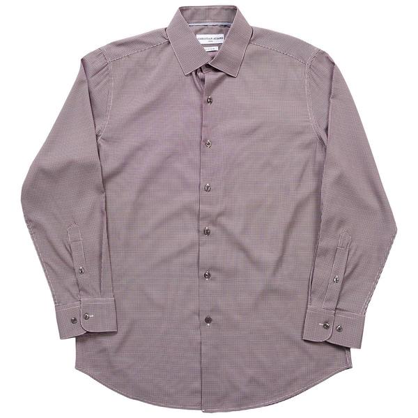 Mens Christian Aujard Fitted Gingham Dress Shirt - Maroon/White
