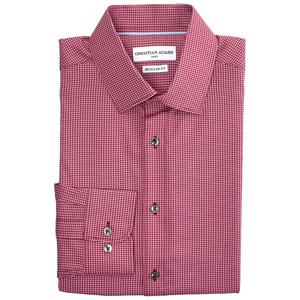 Mens Christian Aujard Regular Fit Checkered Dress Shirt-Burgundy alternate view
