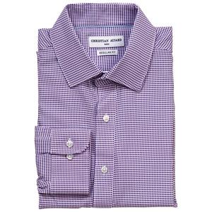 Mens Christian Aujard Regular Stretch Dress Shirt-Purple Gingham