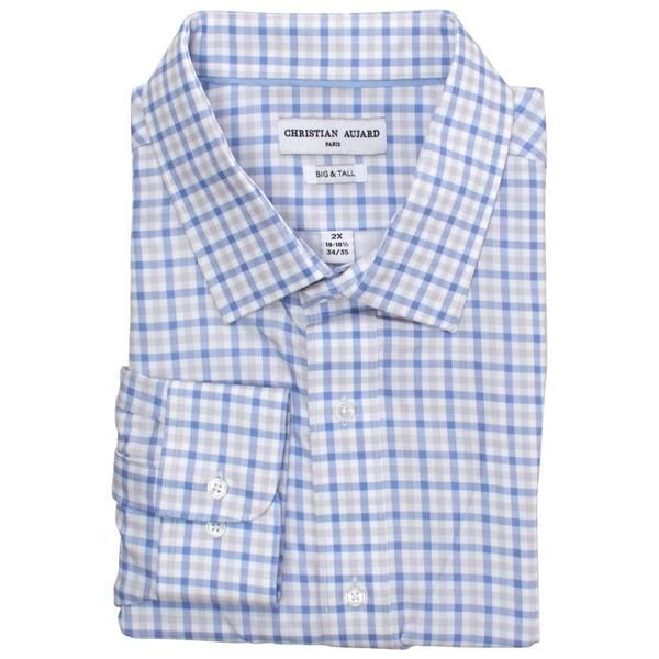 Mens Christian Aujard Big & Tall Stretch Dress Shirt - Blue Check