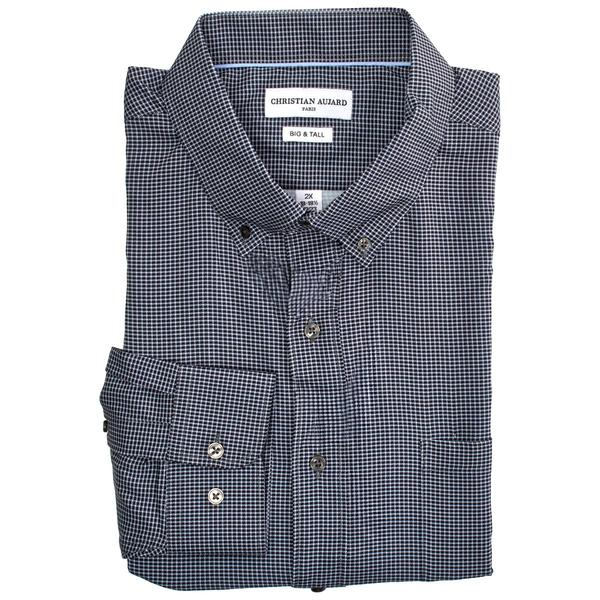 Mens Big & Tall Christian Aujard Checkered Dress Shirt - Black alternate view