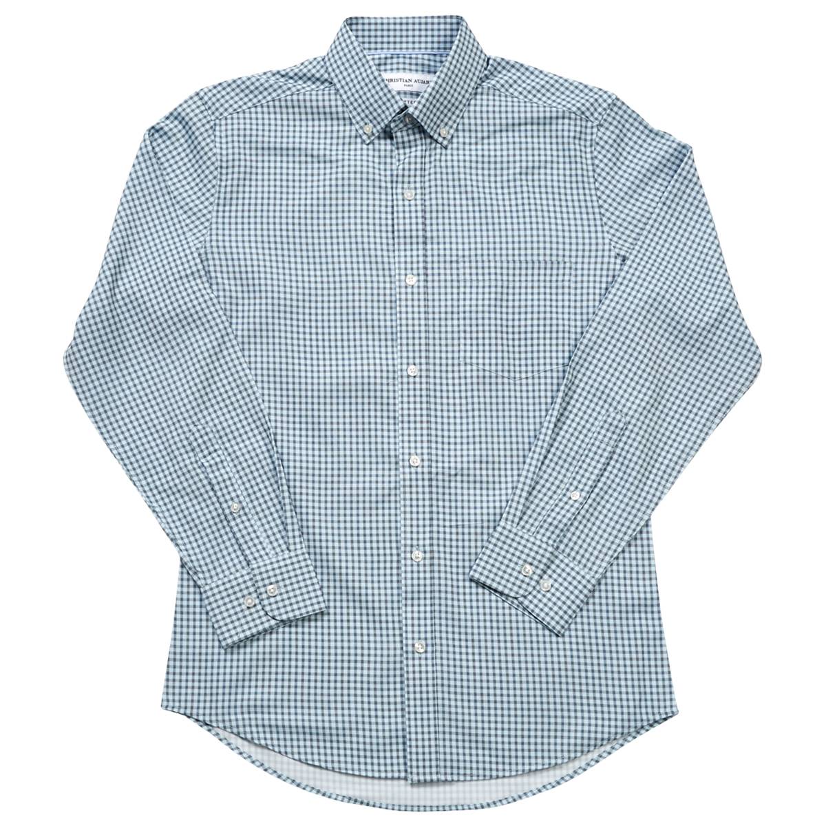 Mens Christian Aujard Fitted Plaid Dress Shirt - Blue/Grey