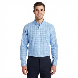 Mens Christian Aujard Plaid Regular Fit Performance Dress Shirt