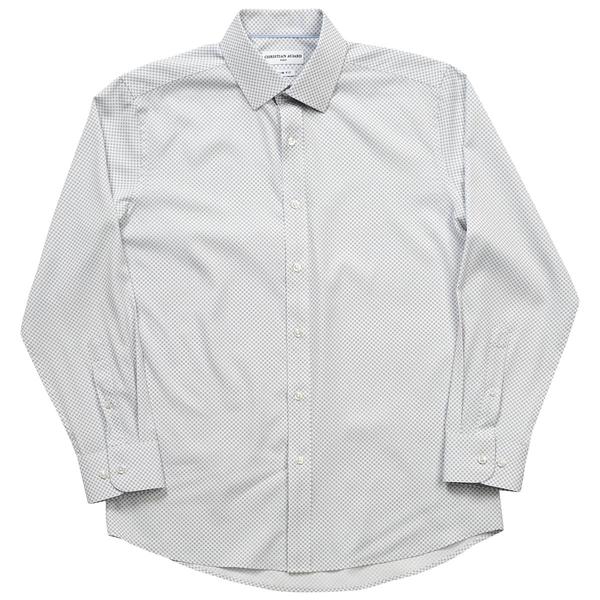 Mens Christian Aujard Slim Fit Geometric Dress Shirt - White