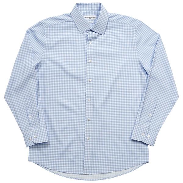 Mens Christian Aujard Slim Fit Plaid Dress Shirt - White/Blue