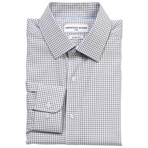 Mens Christian Aujard Slim Fit Plaid Dress Shirt - White/Black