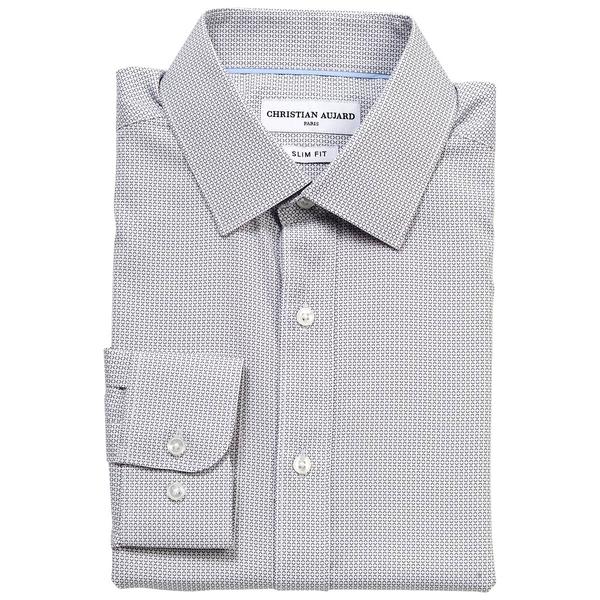 Mens Christian Aujard Slim Fit Geometric Dress Shirt-White/Black alternate view