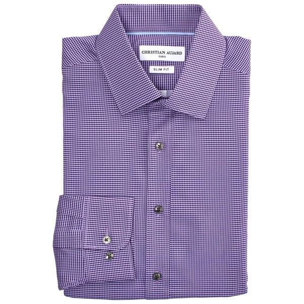 Mens Christian Aujard Slim Fit Geometric Dress Shirt - Purple alternate view