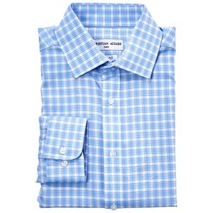 Mens Christian Aujard Slim Fit Stretch Plaid Dress Shirt - Blue
