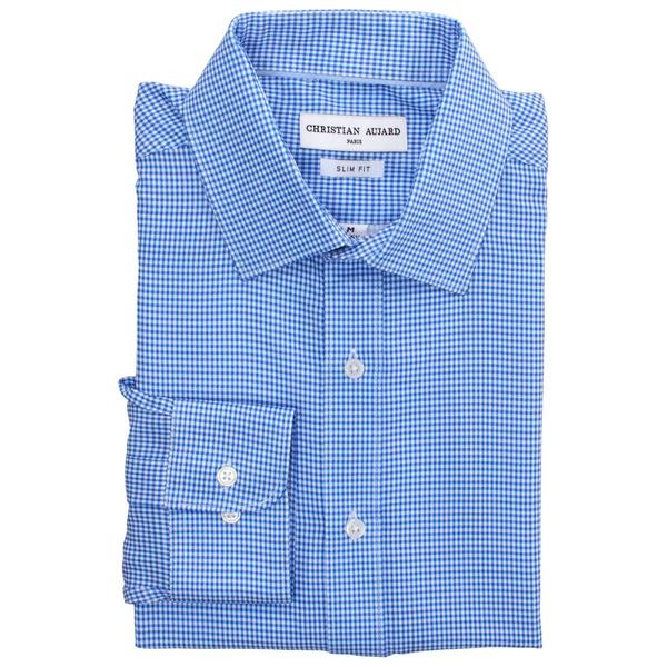 Mens Christian Aujard Slim Fit Gingham Dress Shirt - Blue alternate view