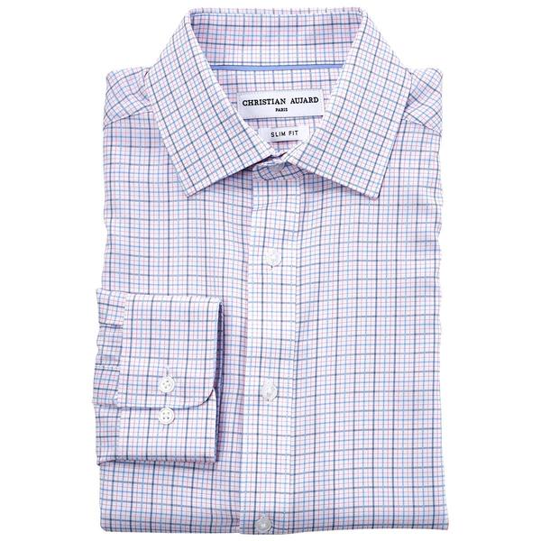 Mens Christian Aujard Slim Fit Stretch Dress Shirt - Pink/Blue