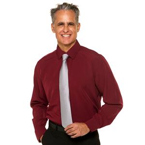 Mens Christian Aujard Slim Fit Solid Dress Shirt - Cherry