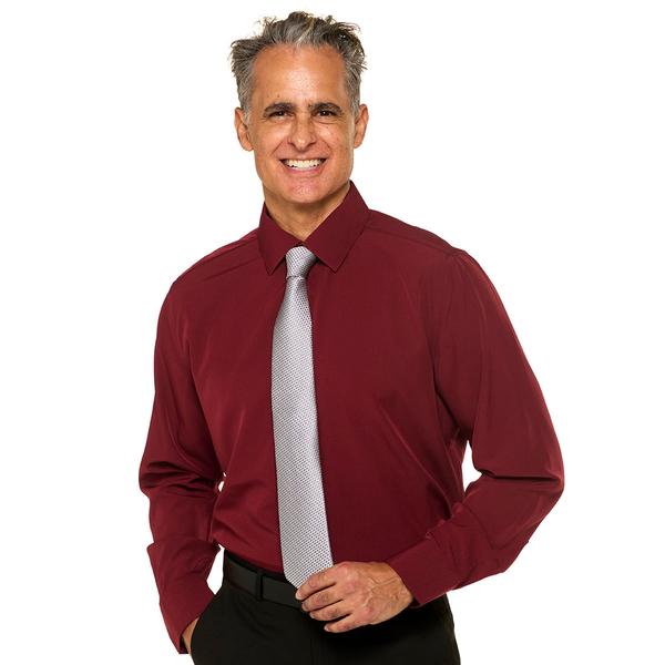 Mens Christian Aujard Slim Fit Solid Dress Shirt - Cherry