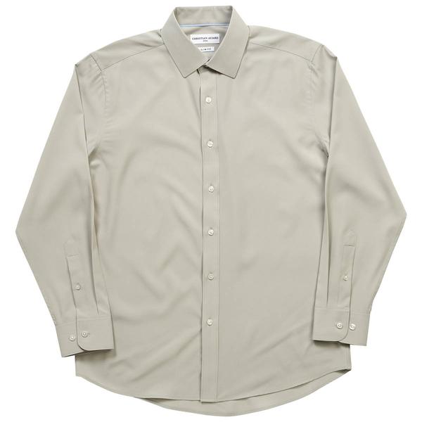 Mens Christian Aujard Slim Fit Solid Dress Shirt - Grey Dawn