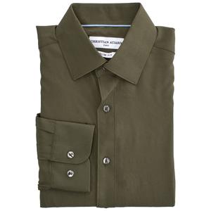 Mens Christian Aujard Slim Fit Stretch Dress Shirt - Dark Olive alternate view