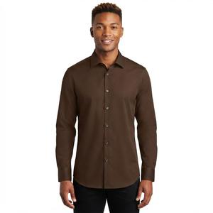 Mens Christian Aujard Slim Fit Stretch Dress Shirt - Demitasse