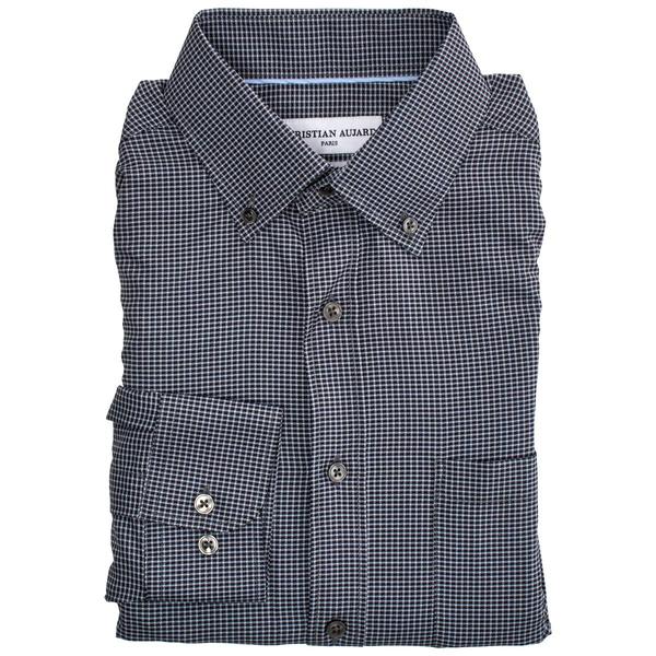 Mens Christian Aujard Slim Fit Stretch Check Dress Shirt - Black