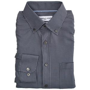 Mens Christian Aujard Slim Fit Stretch Check Dress Shirt - Black alternate view