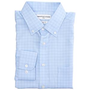 Mens Christian Aujard Slim Fit Plaid Dress Shirt - Blue Plaid