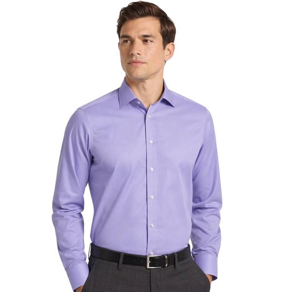 Mens Bill Blass Modern Fit Purple Stripe Dress Shirt