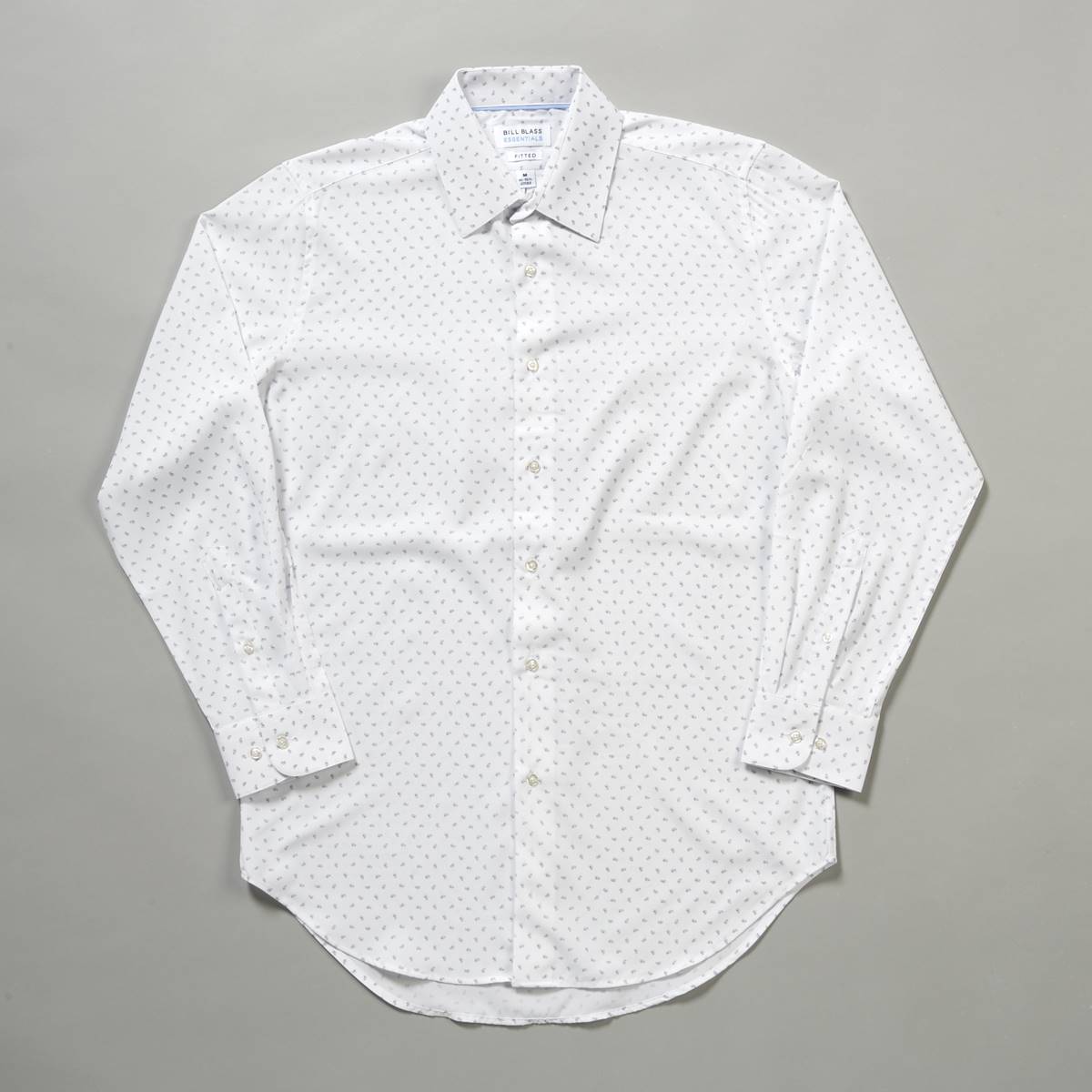 Mens Bill Blass Geometric Fitted Dress Shirt - White