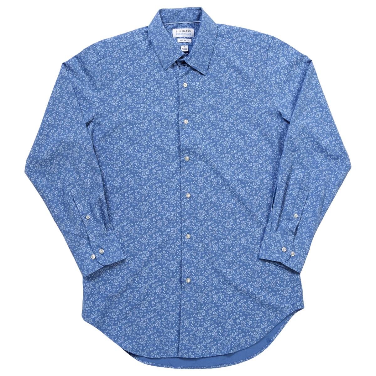 Mens Bill Blass Fitted Floral Dress Shirt - Blue