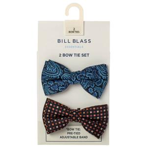 Mens Bill Blass Essentials 2pk. Bowties - Aqua/Orange