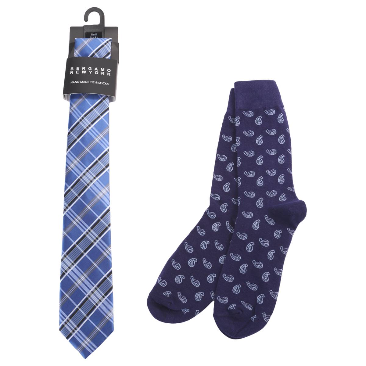 Mens Bergamo Tie/Sock Set - Blue/Blue