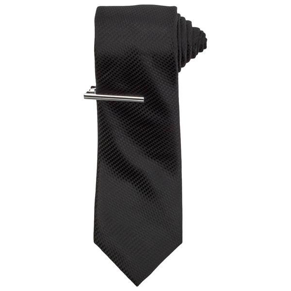 Mens Bill Blass Solid Neat Tie & Tie Bar alternate view