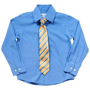 Boys (4-7) Bill Blass Long Sleeve Shirt & Tie - Medium Blue