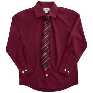 Boys (8-20) Bill Blass Dress Shirt & Plaid Tie - Wine