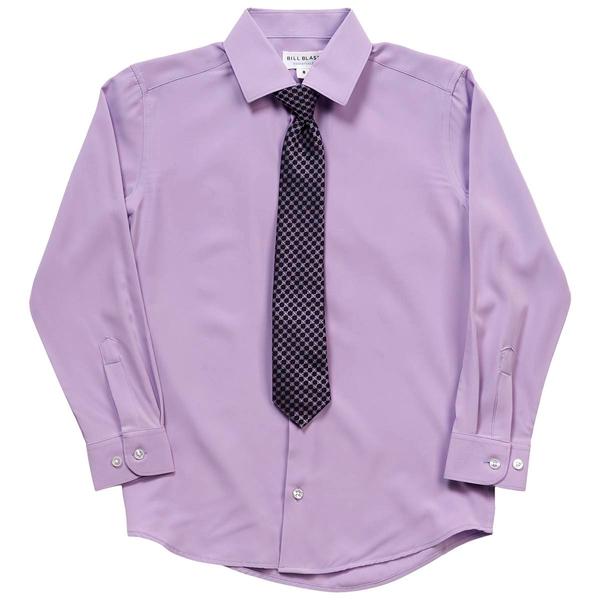 Boys (8-20) Bill Blass Dress Shirt & Tie Set- Lavendula alternate view