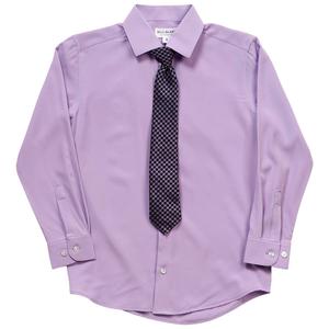 Boys (8-20) Bill Blass Dress Shirt & Tie Set- Lavendula alternate view