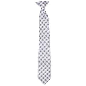 Boys (4-7) Bill Blass Clip On Plaid Tie - Black/Grey