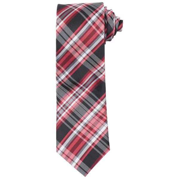 Boys (8-20) Bill Blass Plaid Tie - Red/Black