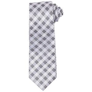 Boys (8-20) Bill Blass Plaid Tie - Grey/Black