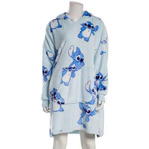 Juniors Disney All Over Print Stitch Plush Humungo Hoodie
