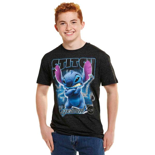 Young Mens Disney Stitch Crew Neck Short Sleeve Graphic Tee