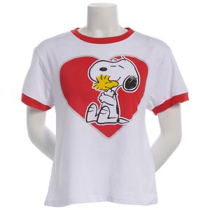 Juniors Peanuts(tm) Snoopy with Stock Heart Ringer Graphic Tee