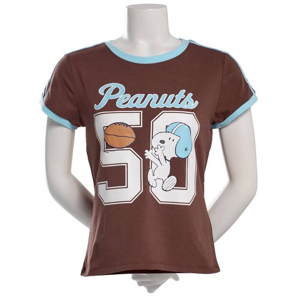 Juniors C-Life Peanuts(tm) Striped Arm Football Ringer Tee