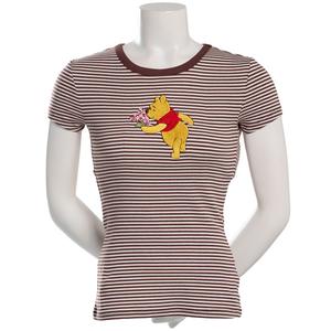 Juniors C-Life Embroidered Pooh Mini Stripe Longer Baby Tee