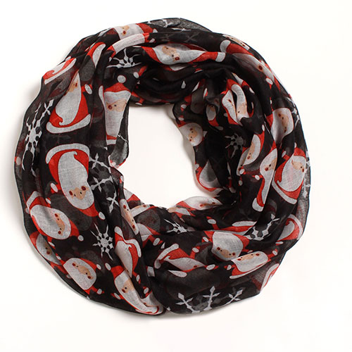 Womens David & Young Santa Snowflake Infinity Scarf