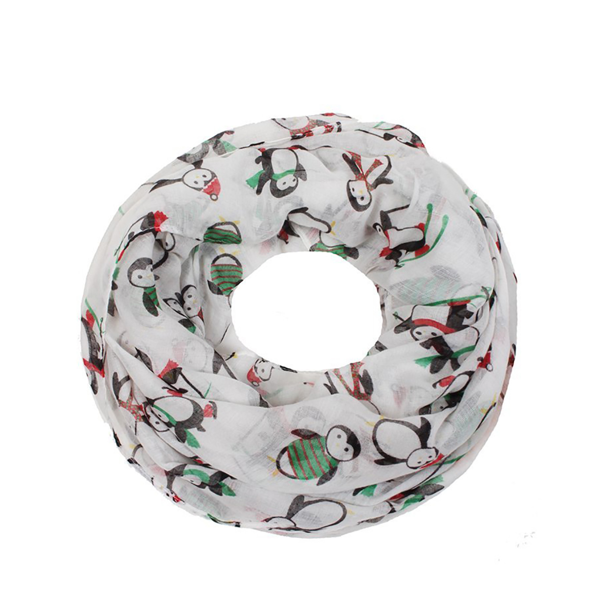 Womens David & Young Penguin Skiing With Santa Infinity Scarf