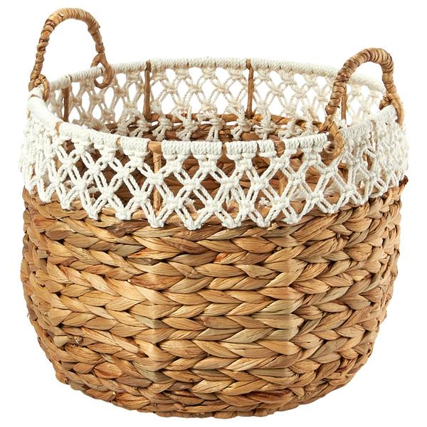 Baum Brothers Small Arrow Weave Water Hyacinth Basket - Natural