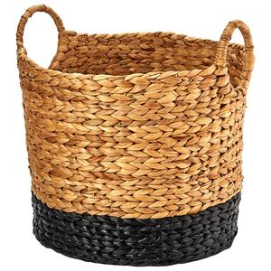Baum Brothers Large Arrow Weave Water Hyacinth Round Basket