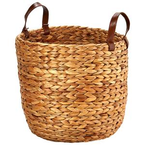 Baum Brothers Medium Arrow Weave Water Hyacinth Round Basket