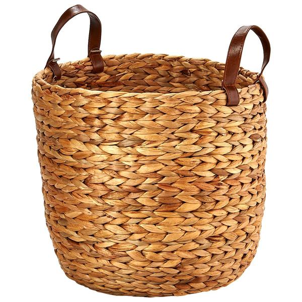 Baum Brothers Medium Arrow Weave Water Hyacinth Round Basket