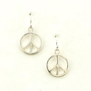 Freedom Nickel Free Silver Peace Sign Drop Earrings