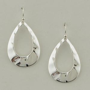Nickel Free Silver Tone Hammered Teardrop Drop Earrings